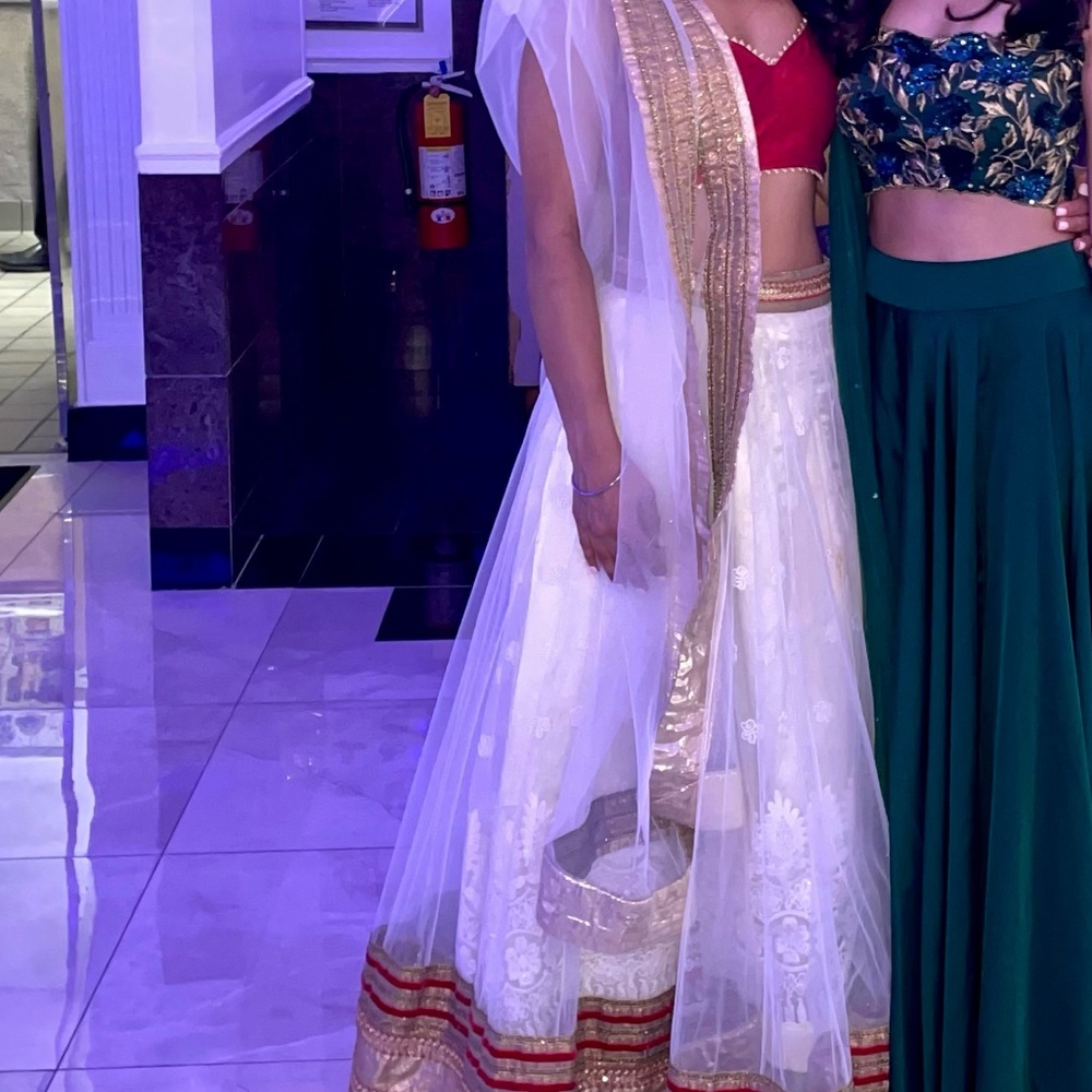 Elegant Red and White Women's Dress